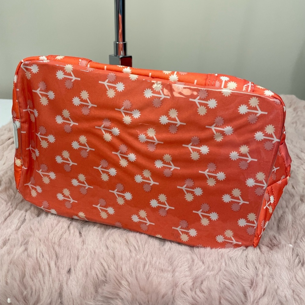 Lug Pedals Lunch Tote - Vibrant peach coral & white, insulated zipper tote OS - Picture 4 of 7